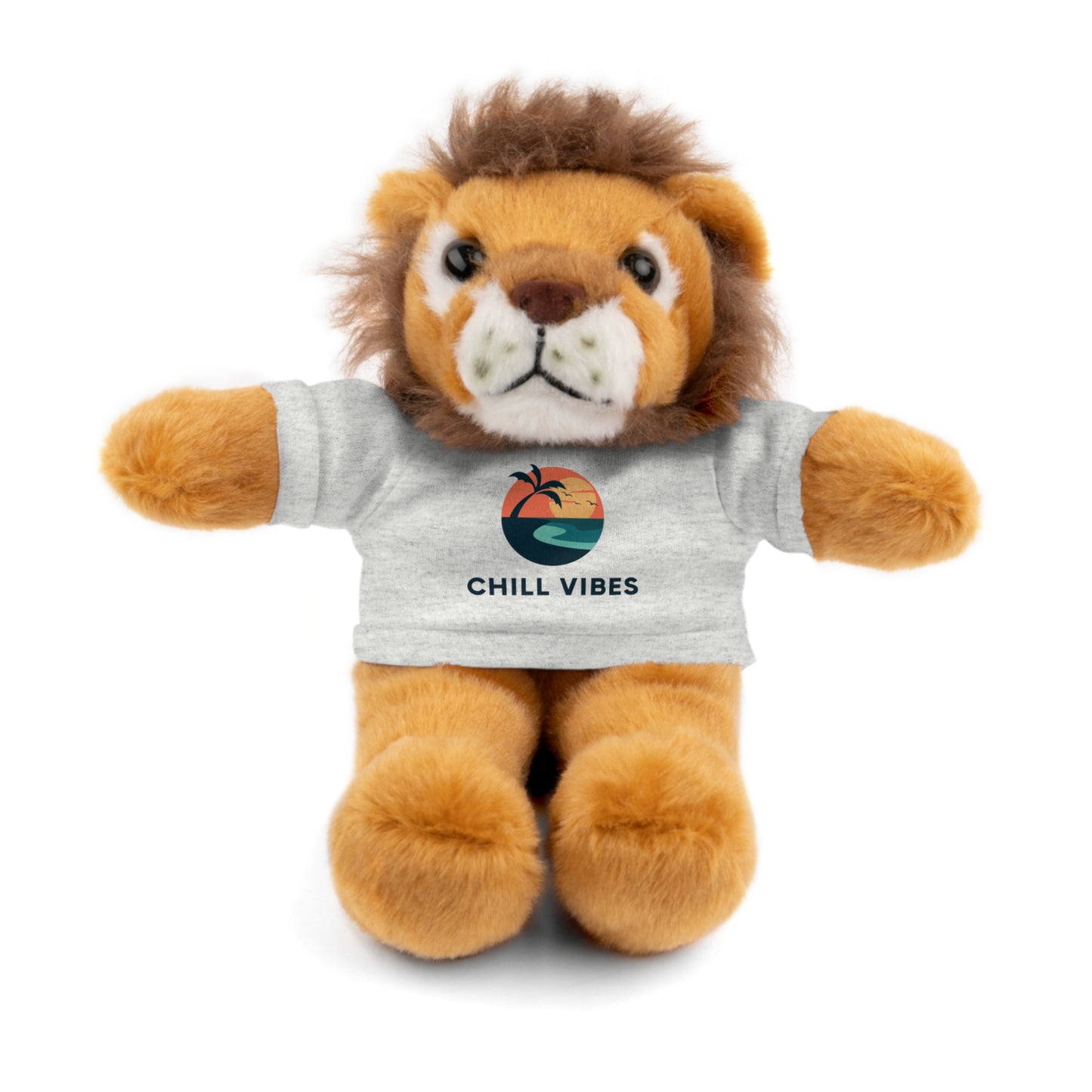 Chill Vibes™ Stuffed Animal, Cute Gift for Kids, Plush Toy with Tee, Birthday Present, Cozy Home Decor, Baby Shower Gift