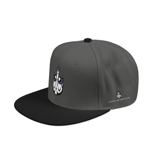 Lunar Metropolis™ Snapback Hat – Blue & White Floral Logo Cap