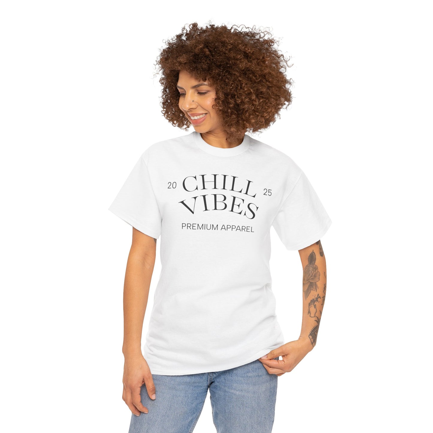 Chill Vibes™ Unisex Heavy Cotton Tee, Relaxed Wear, Casual Outfit, Gift for Friends, Everyday Style, Chill Apparel