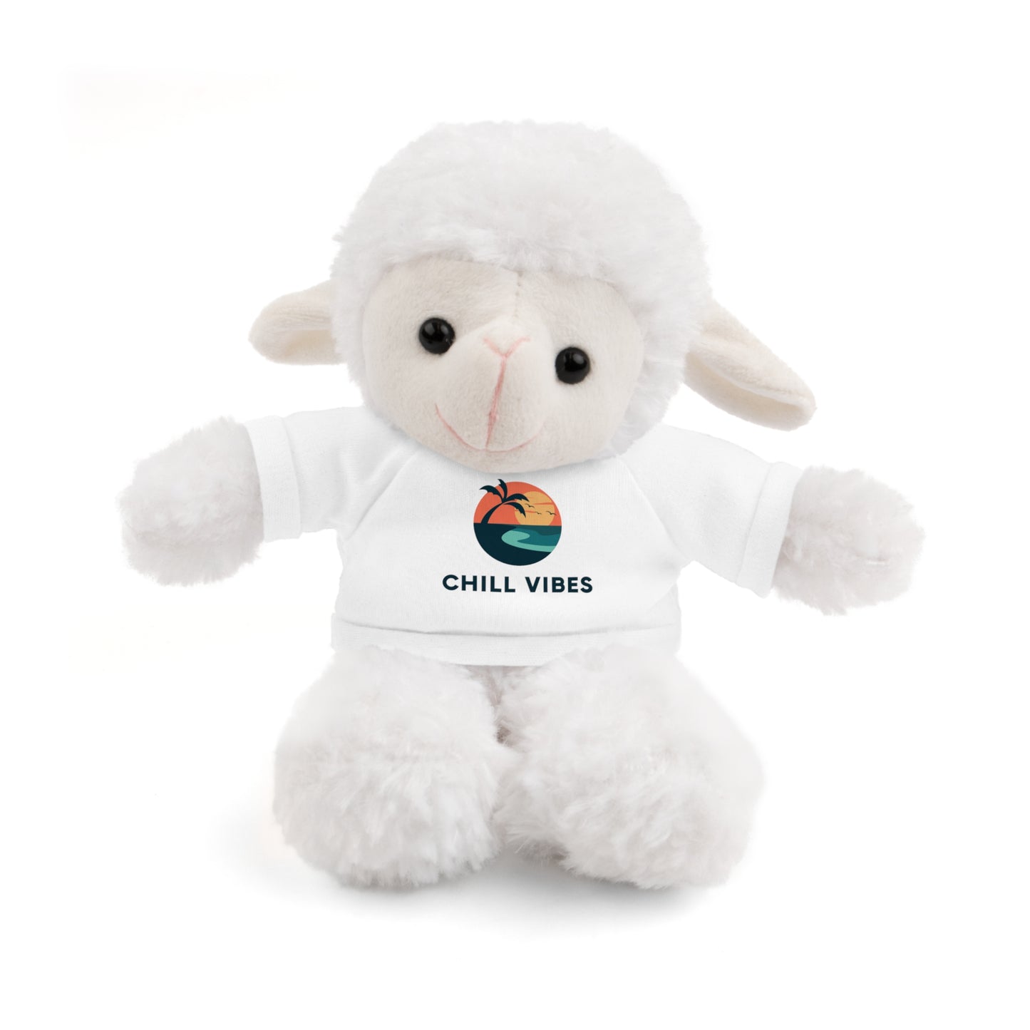 Chill Vibes Stuffed Animal, Cute Gift for Kids, Plush Toy with Tee, Birthday Present, Cozy Home Decor, Baby Shower Gift