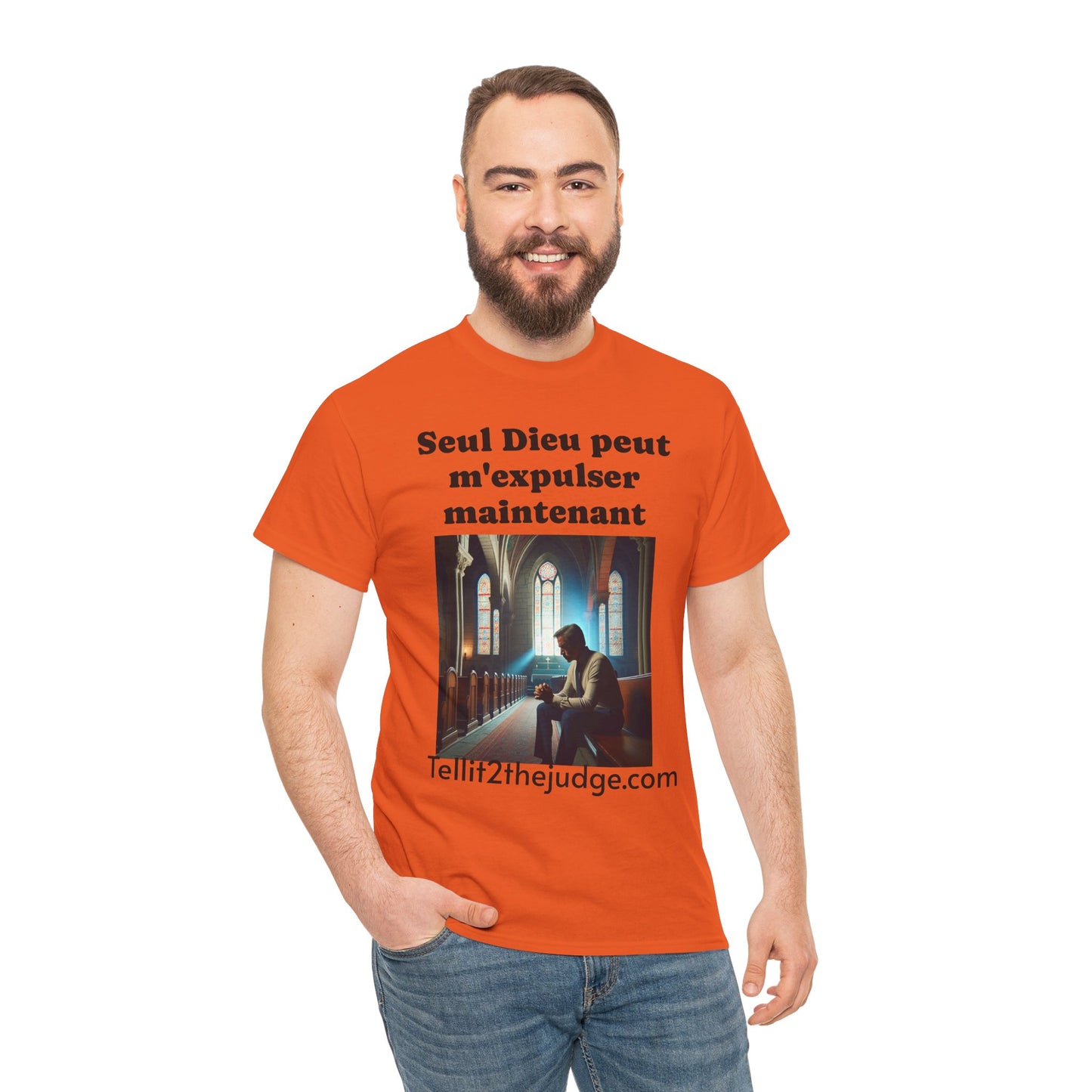 Unisex Heavy Cotton Only God Can Deport Me Now in French "Tellit2thejudge.com" Tee, Faith-Based Shirt, Comfortable Everyday Wear, Perfect for Gifting, Spiritual [...]