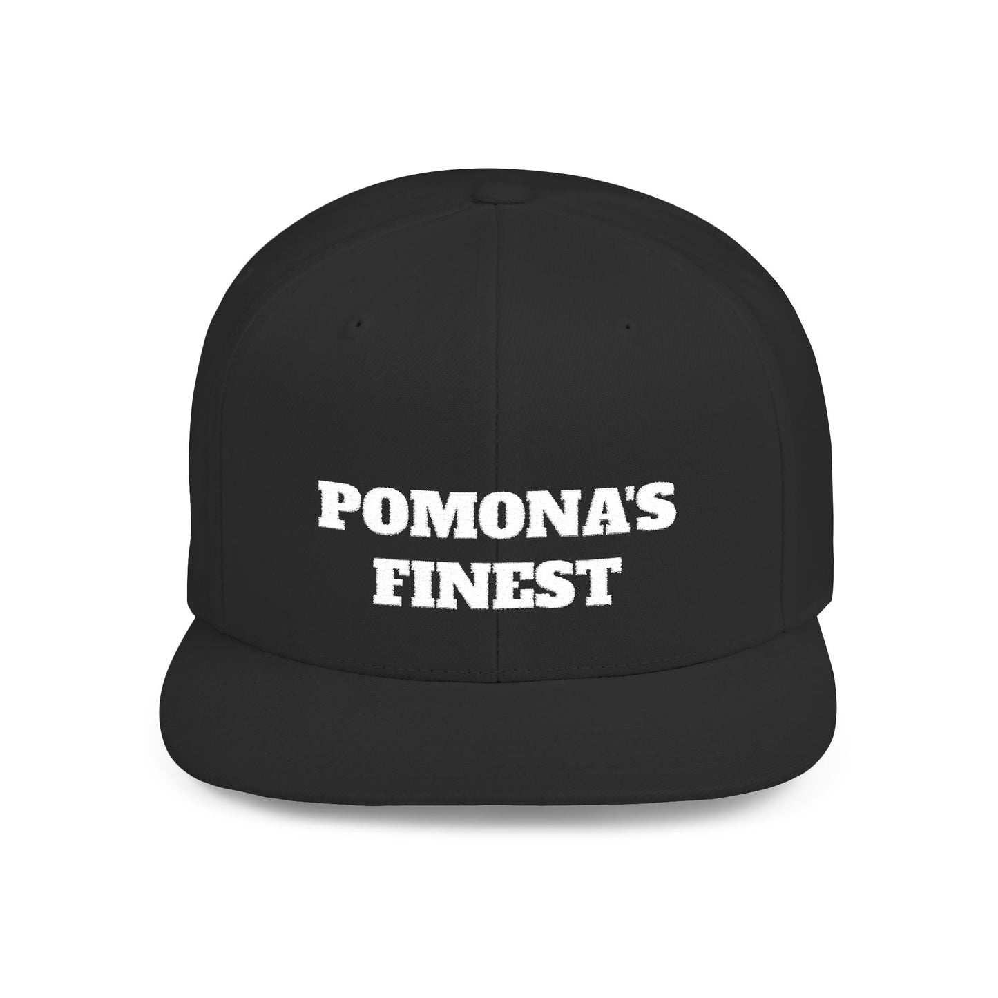 Pomona's Finest™ Flat Bill Snapback Cap, Cool Snapback Hat, Urban Fashion Accessory, Gift for Trendsetters, Streetwear Style