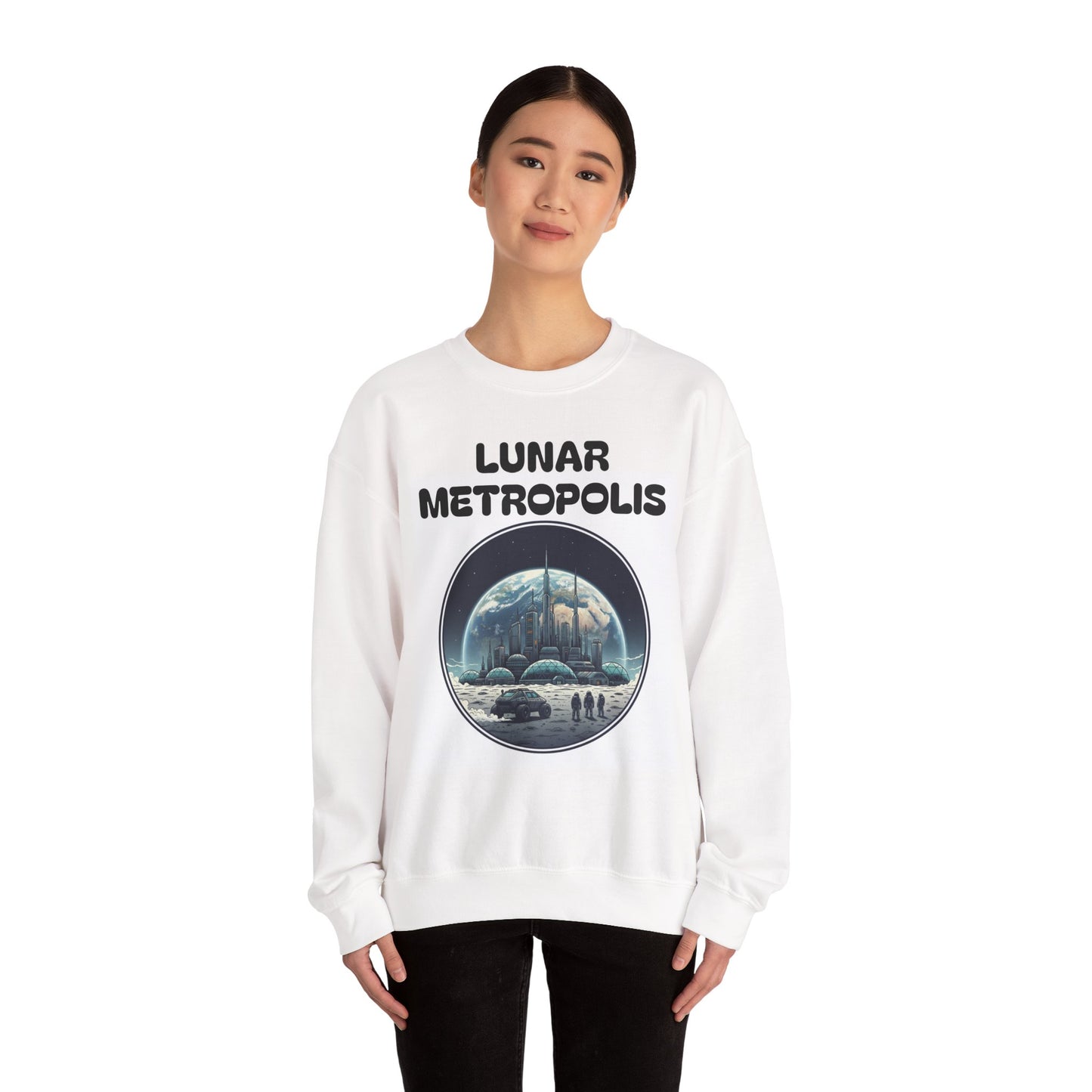Lunar Metropolis™ Sweatshirt — Retro Futuristic Moon City Crewneck