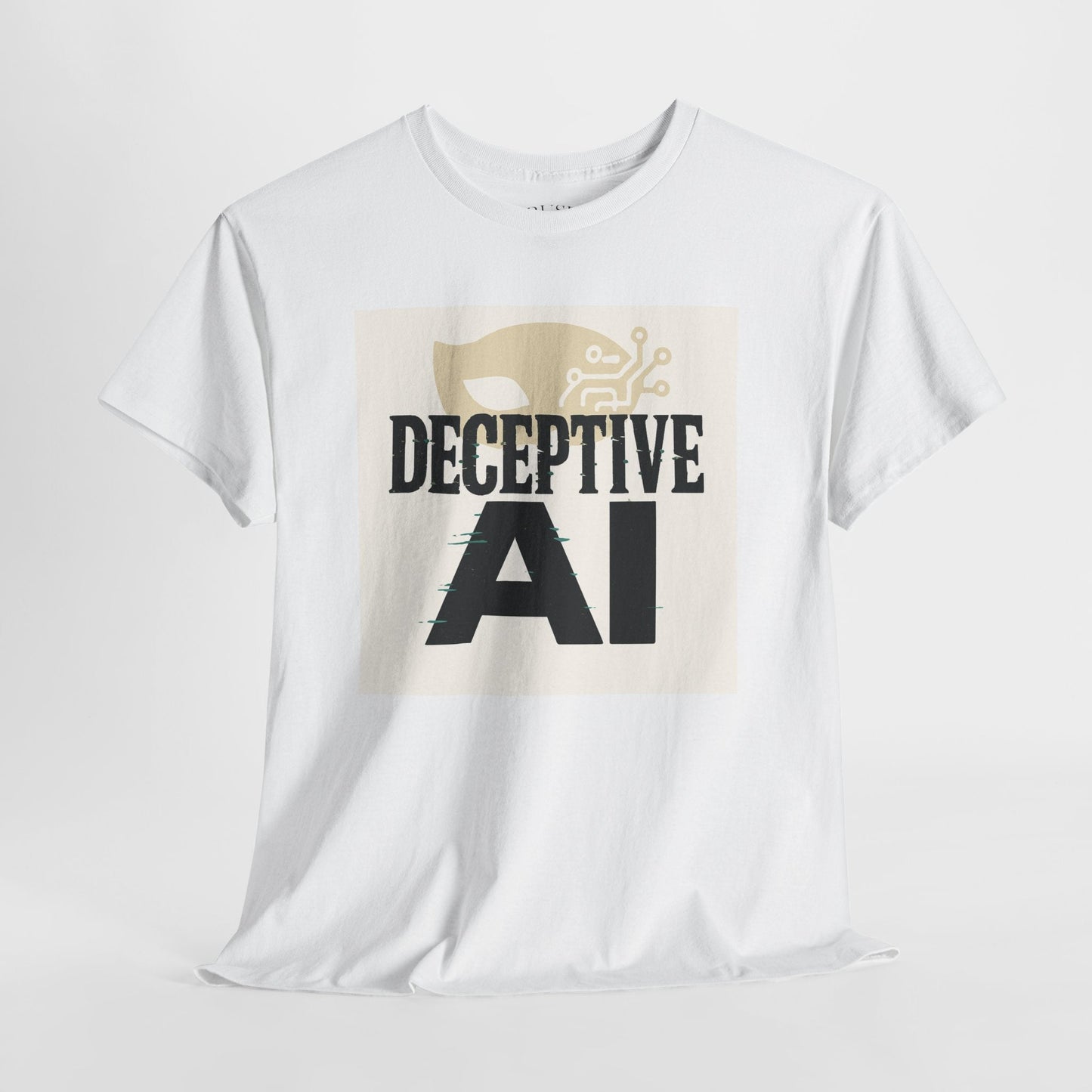 Deceptive AI Unisex Heavy Cotton Ruse Clues® Tee - Bold Graphic Tee for Tech Enthusiasts