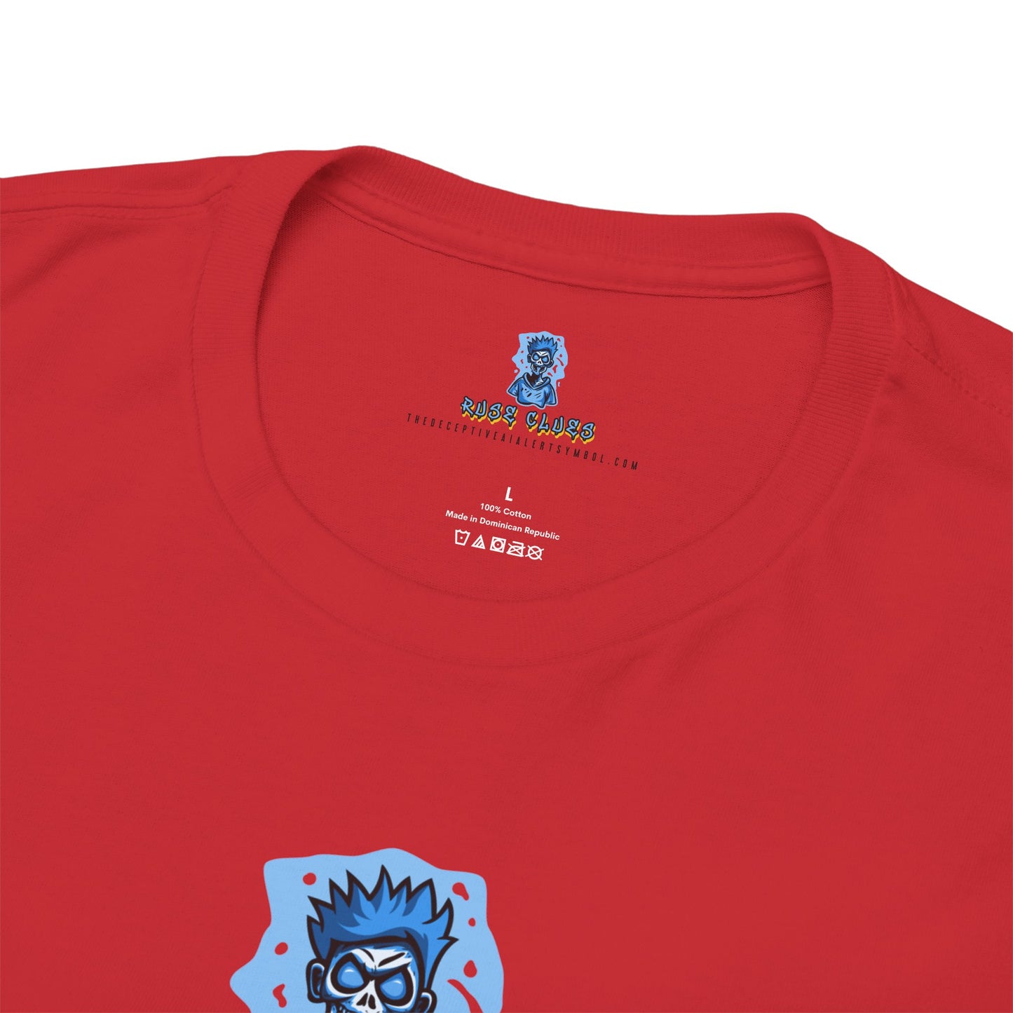 Ruse Clues® TheDeceptiveAIAlertSymbol.com™ Screaming Zombie logo Tee