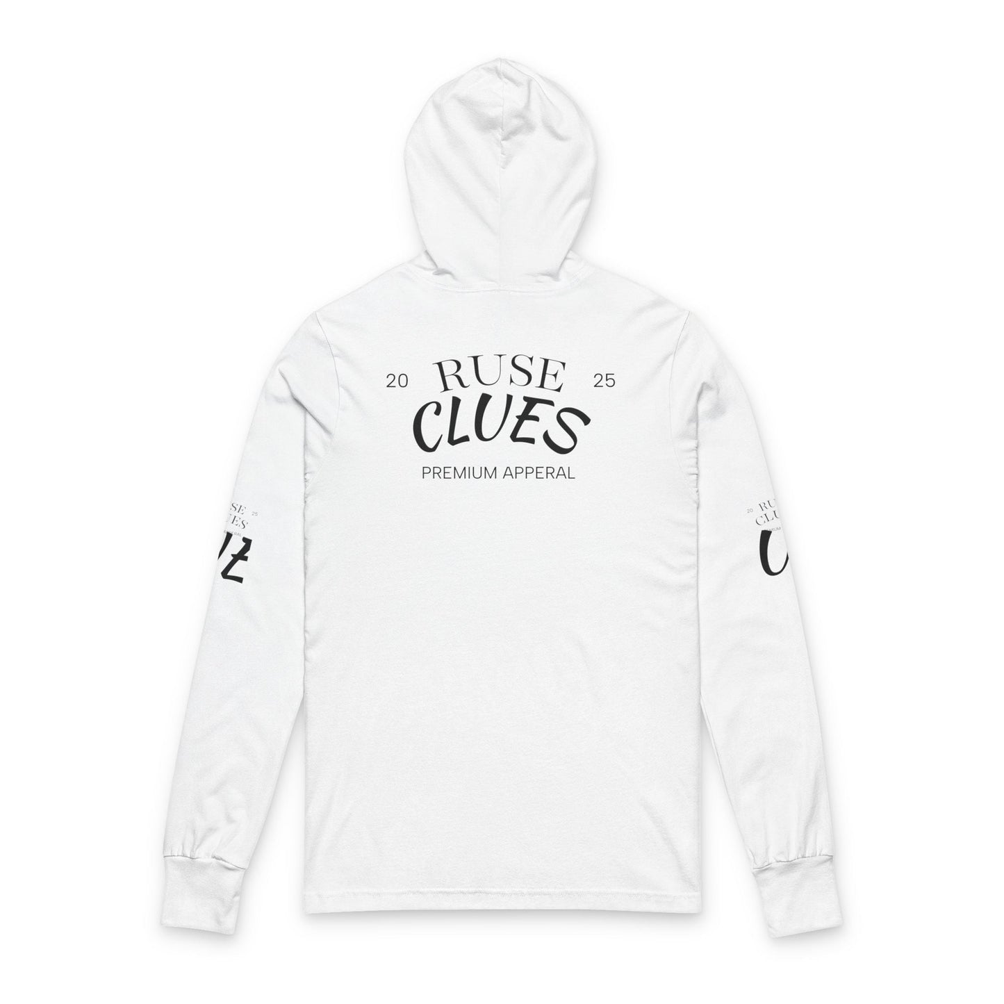 Unisex Hooded Long Sleeve Ruse Clues® Tee - Casual Comfort for Everyday Adventures, Perfect for Spring and Fall, Ideal Gift for Friends