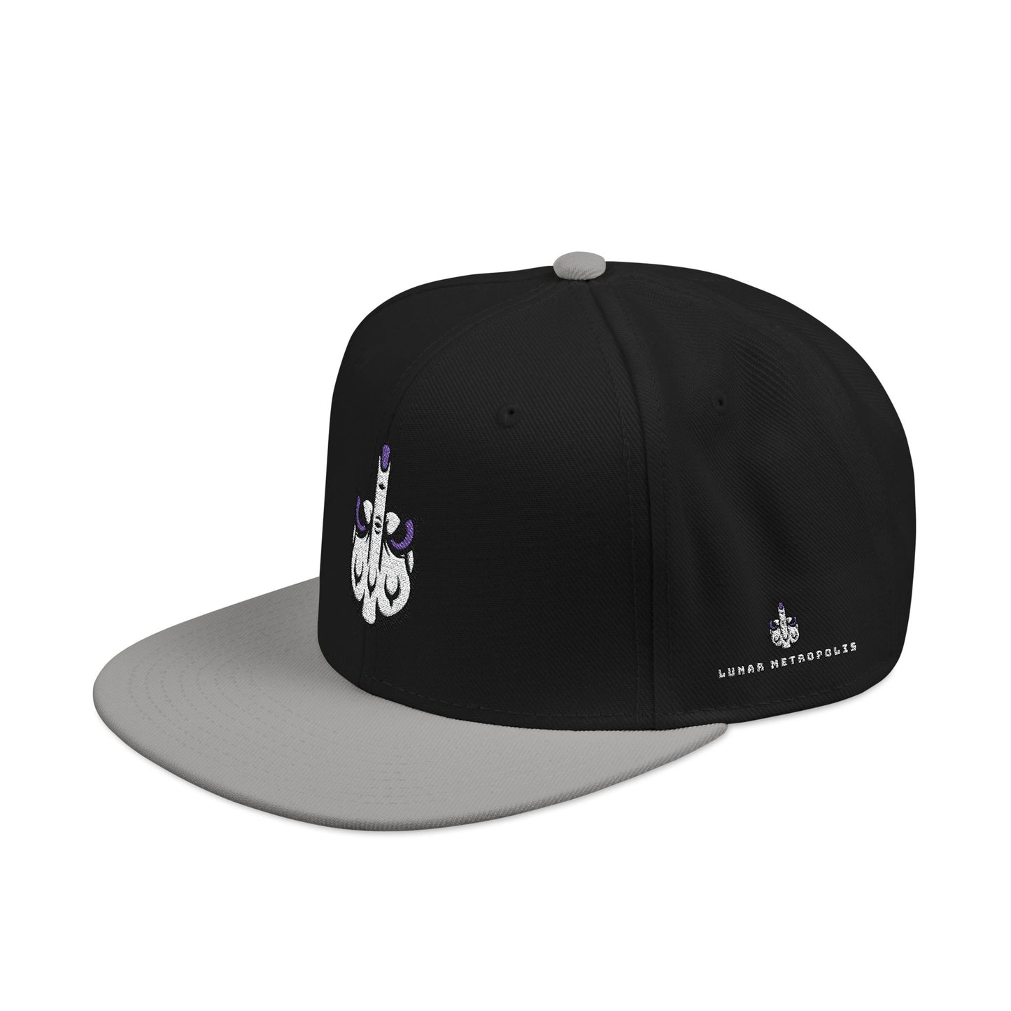 Lunar Metropolis™ Snapback Hat – Blue & White Floral Logo Cap