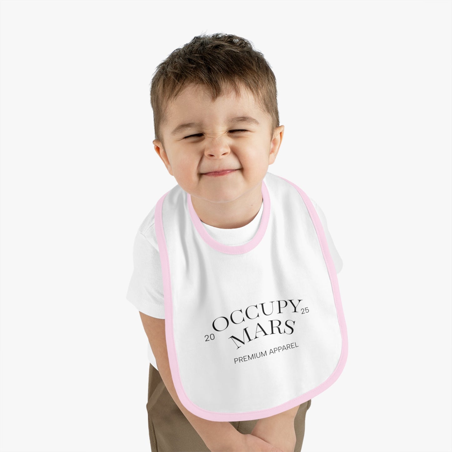OCCUPY MARS™ Baby Space-Themed Apparel Bib, Cute Bib for Infants, Gift for New Parents, Unique Baby Shower Gift, Stylish Feeding Bib