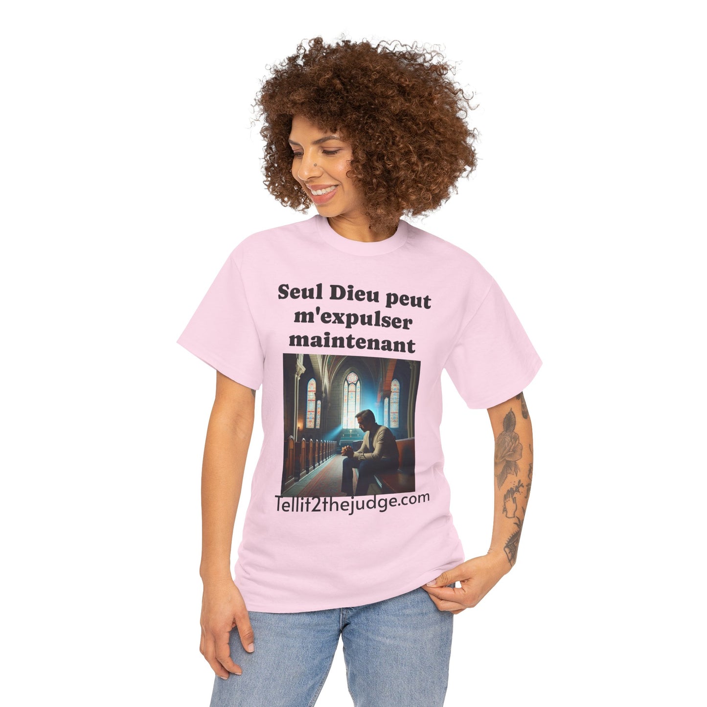 Unisex Heavy Cotton Only God Can Deport Me Now in French "Tellit2thejudge.com" Tee, Faith-Based Shirt, Comfortable Everyday Wear, Perfect for Gifting, Spiritual [...]