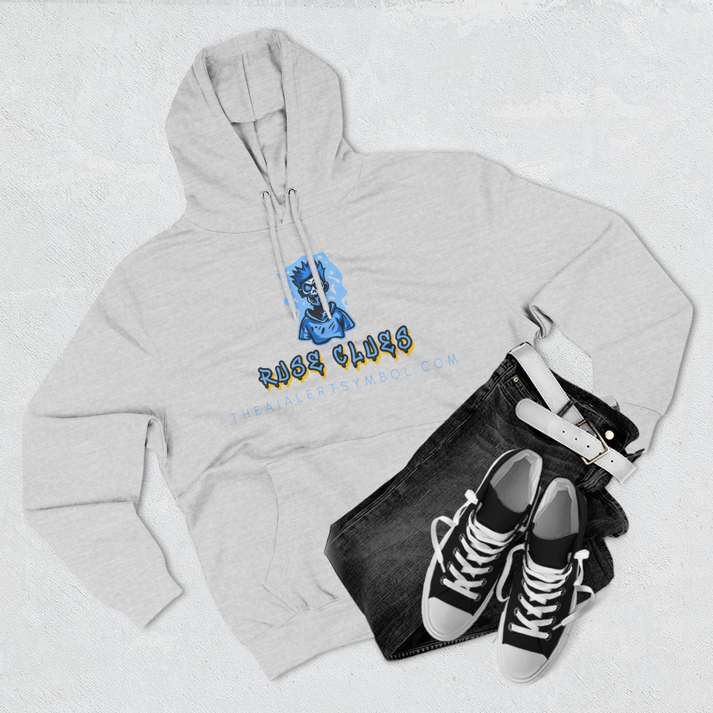 Ruse Clues® Hoodie — Blue Graphic Fleece Pullover