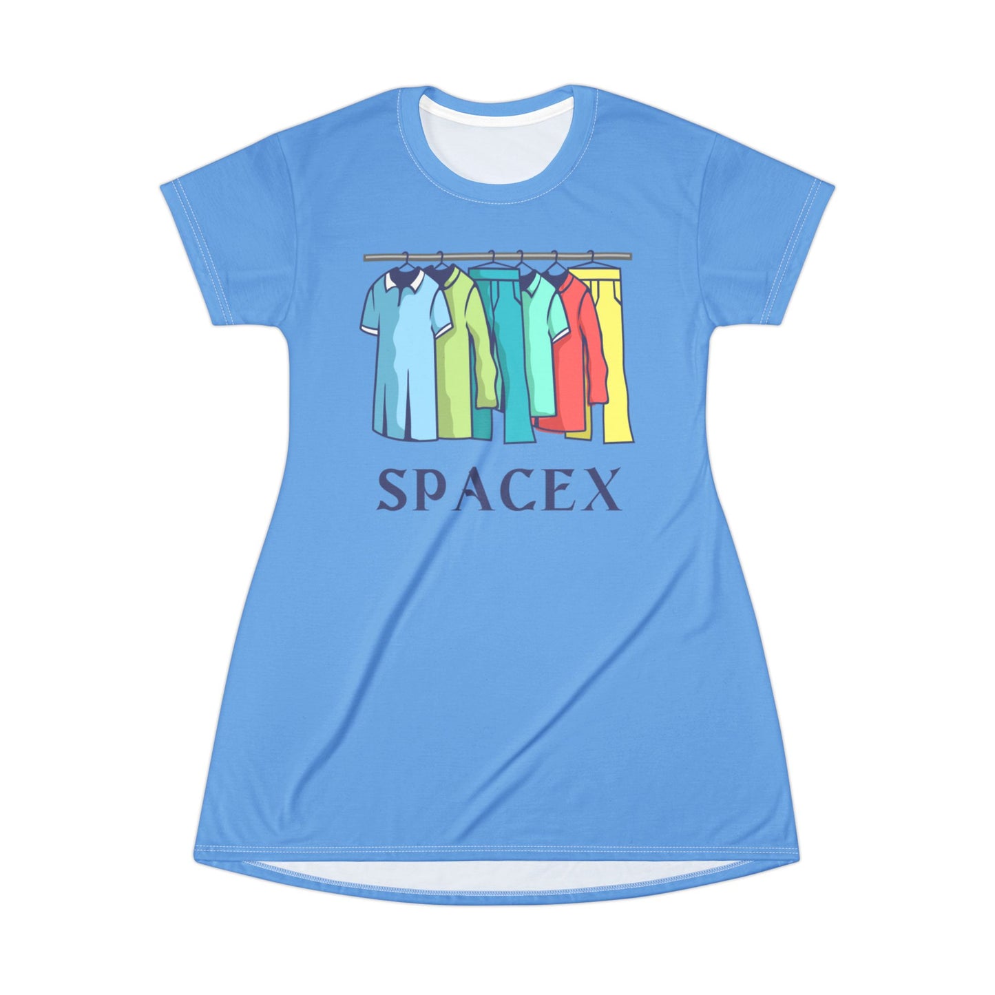 SpaceX™ T-Shirt Dress, Fun Casual Wear, Space Lover Gift, Summer Dress, Unique Graphic Dress, Out of This World Style