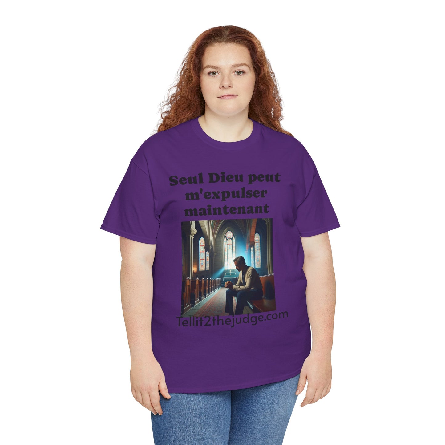 Unisex Heavy Cotton Only God Can Deport Me Now in French "Tellit2thejudge.com" Tee, Faith-Based Shirt, Comfortable Everyday Wear, Perfect for Gifting, Spiritual [...]