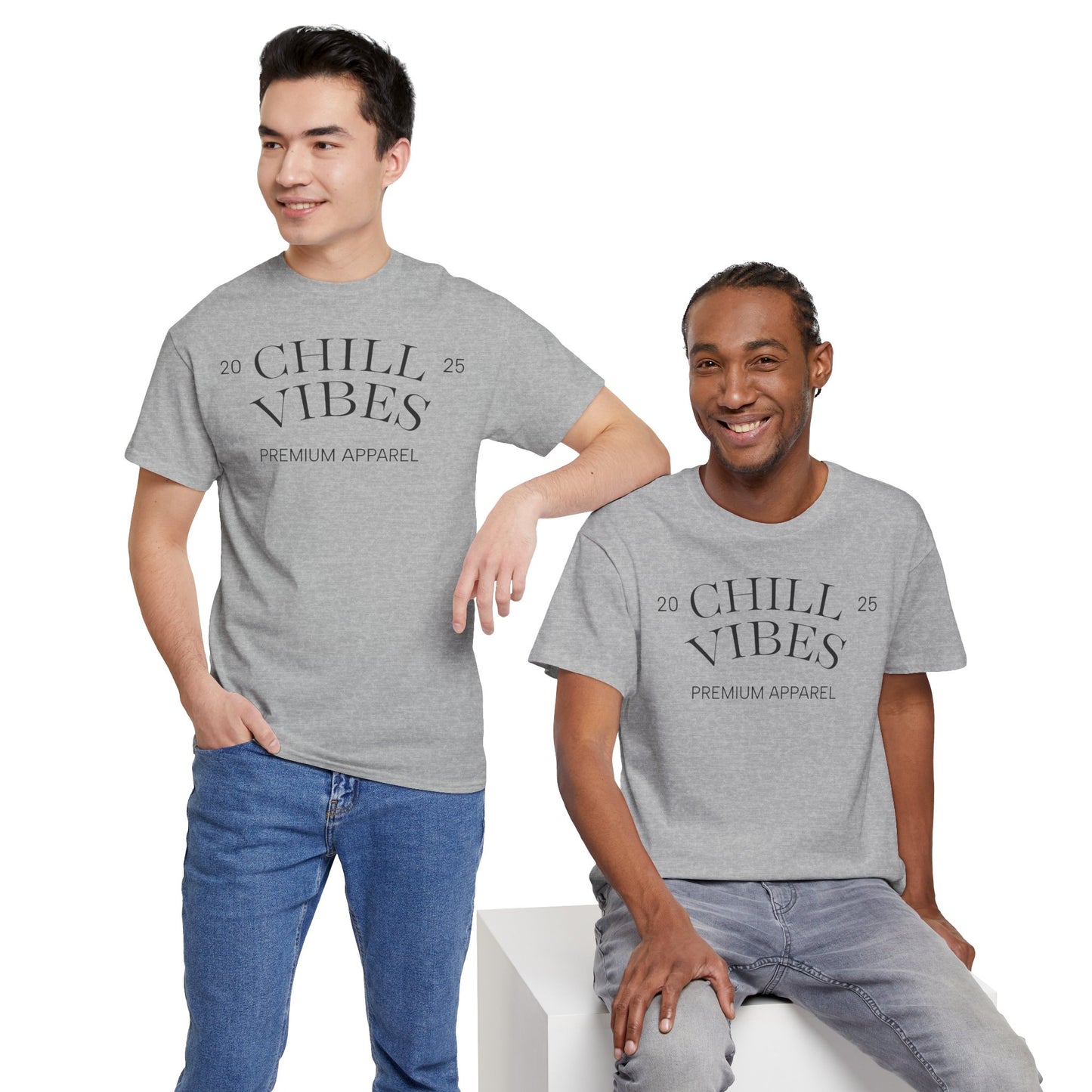 Chill Vibes™ Unisex Heavy Cotton Tee, Relaxed Wear, Casual Outfit, Gift for Friends, Everyday Style, Chill Apparel