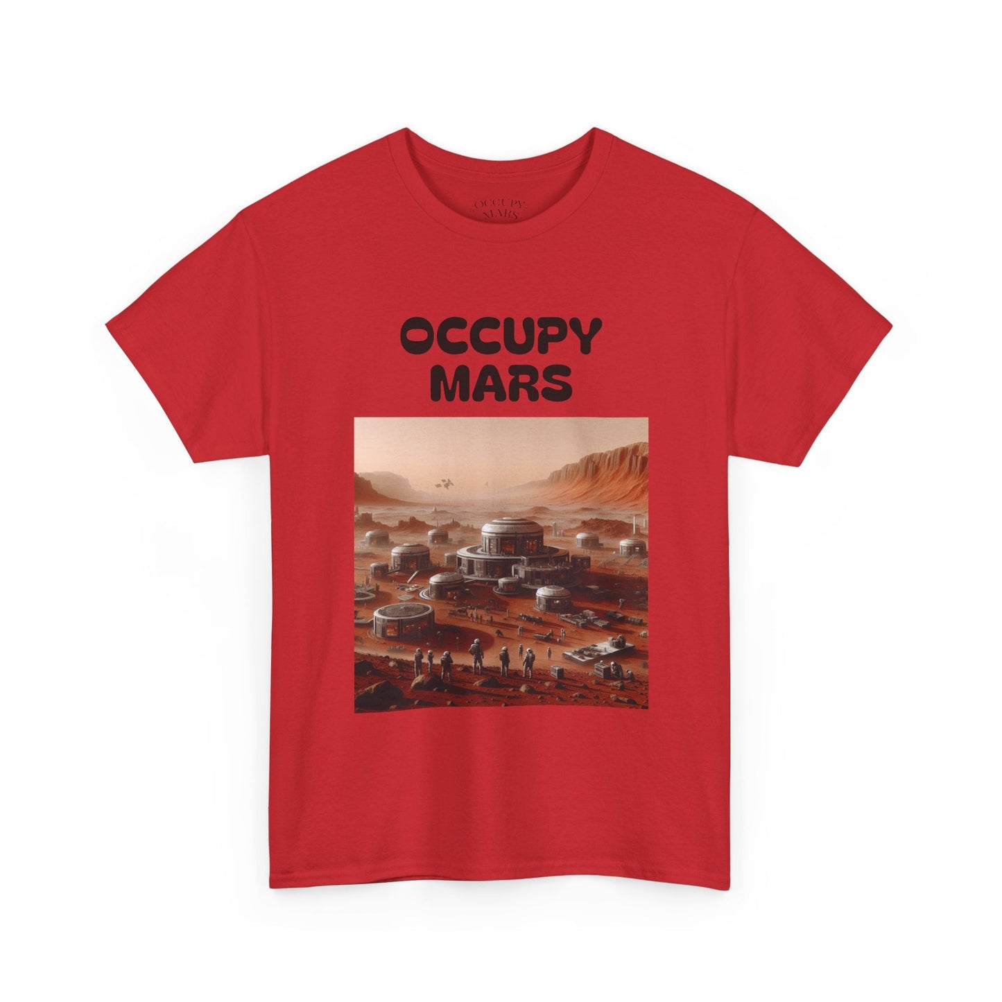 Occupy Mars™ Unisex Heavy Cotton Tee - Futuristic Space Shirt for Sci-Fi Lovers, Visionary Gift, Casual Wear, Trendy Apparel