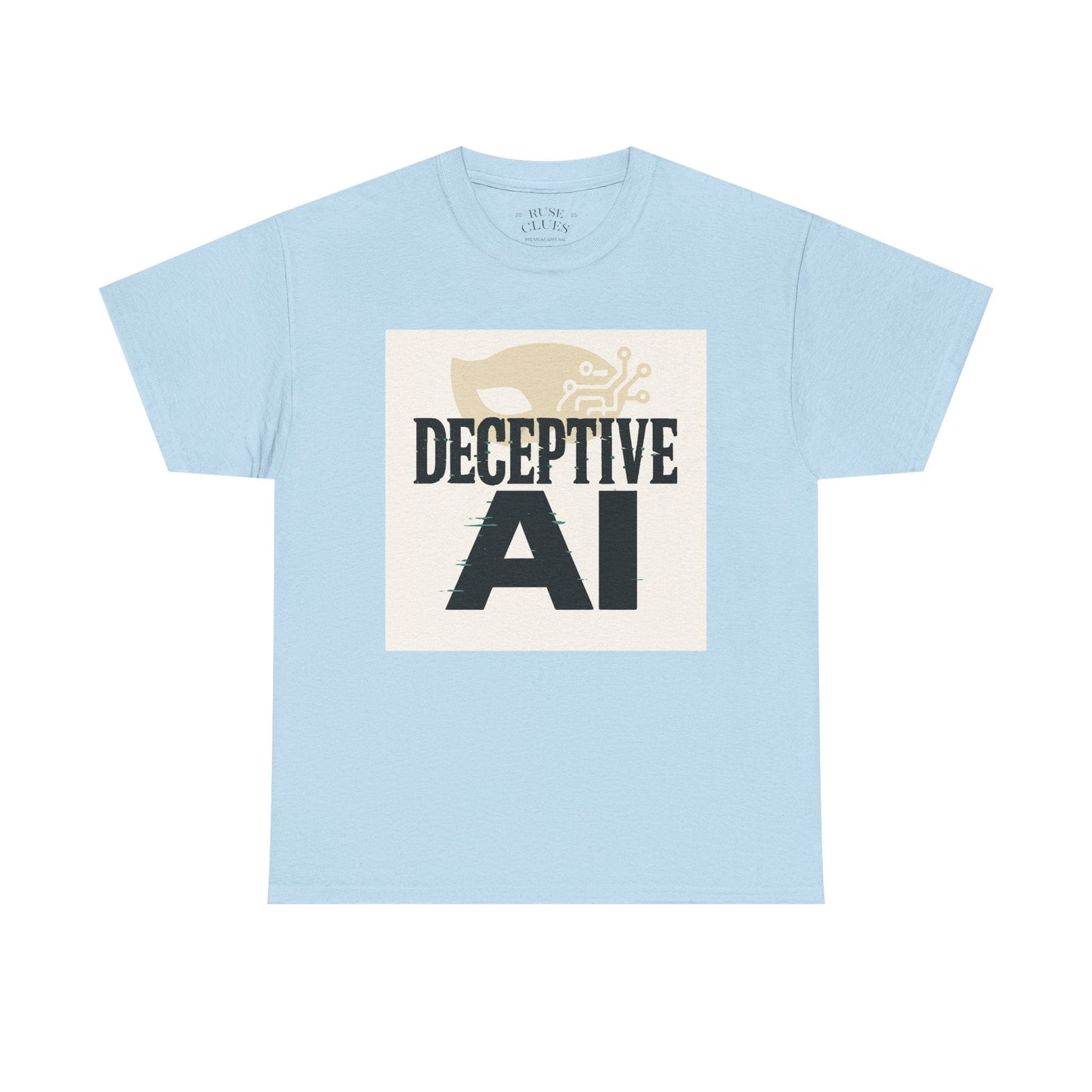 Deceptive AI Unisex Heavy Cotton Ruse Clues® Tee - Bold Graphic Tee for Tech Enthusiasts