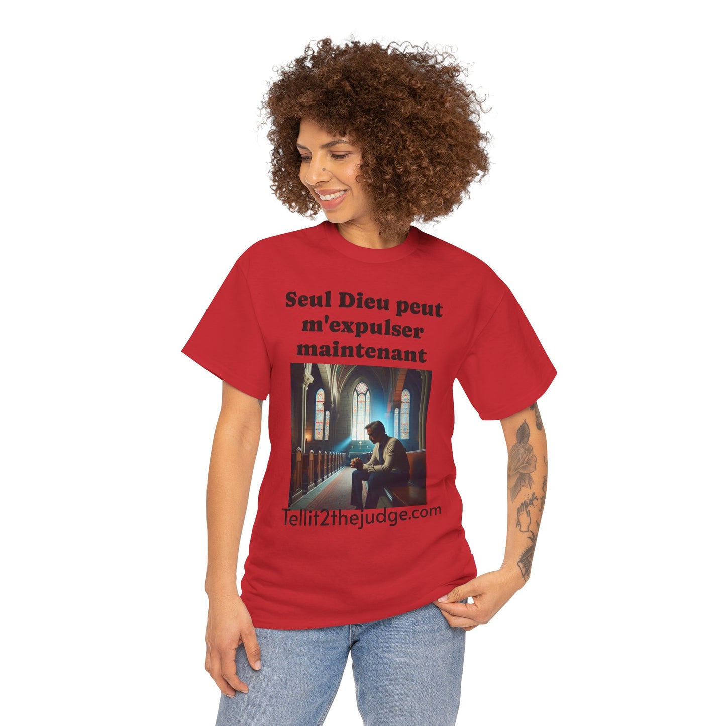 Unisex Heavy Cotton Only God Can Deport Me Now in French "Tellit2thejudge.com" Tee, Faith-Based Shirt, Comfortable Everyday Wear, Perfect for Gifting, Spiritual [...]