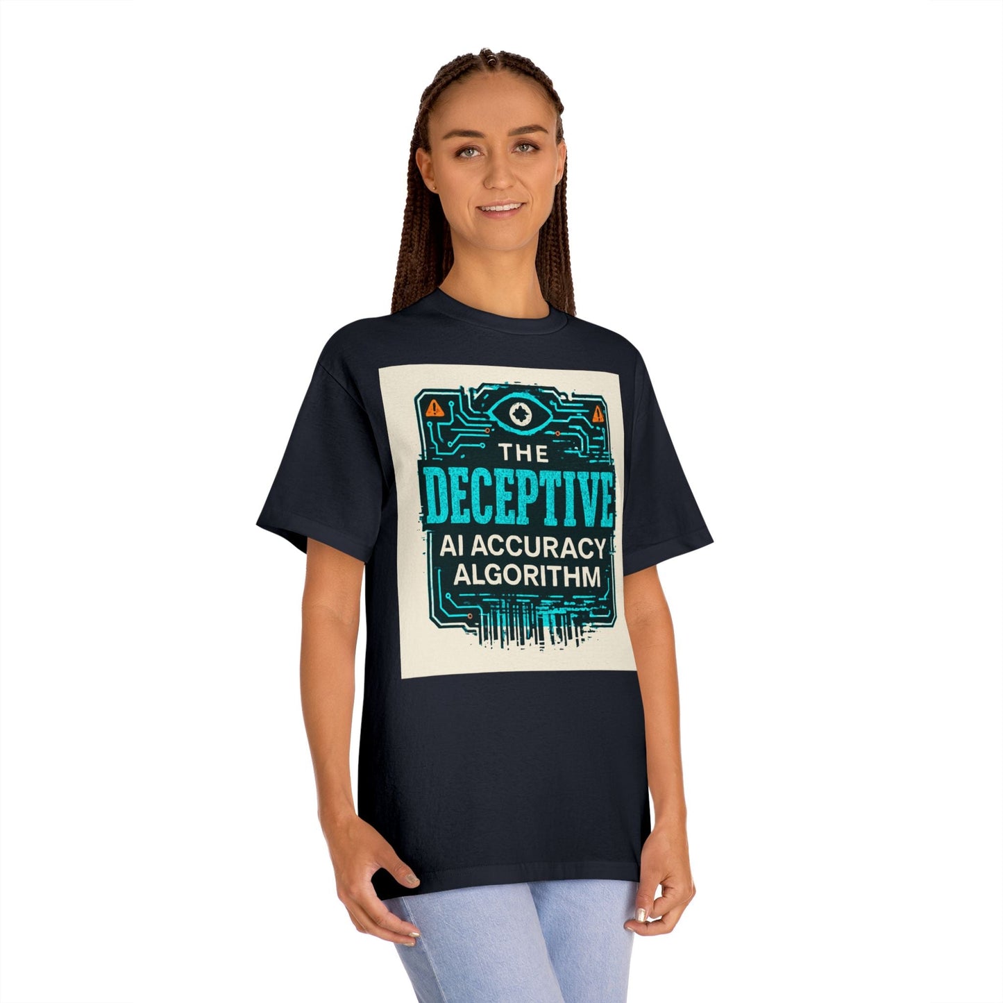 The Deceptive AI Accuracy Algorithm Ruse Clues® Tee — Tech T‑Shirt