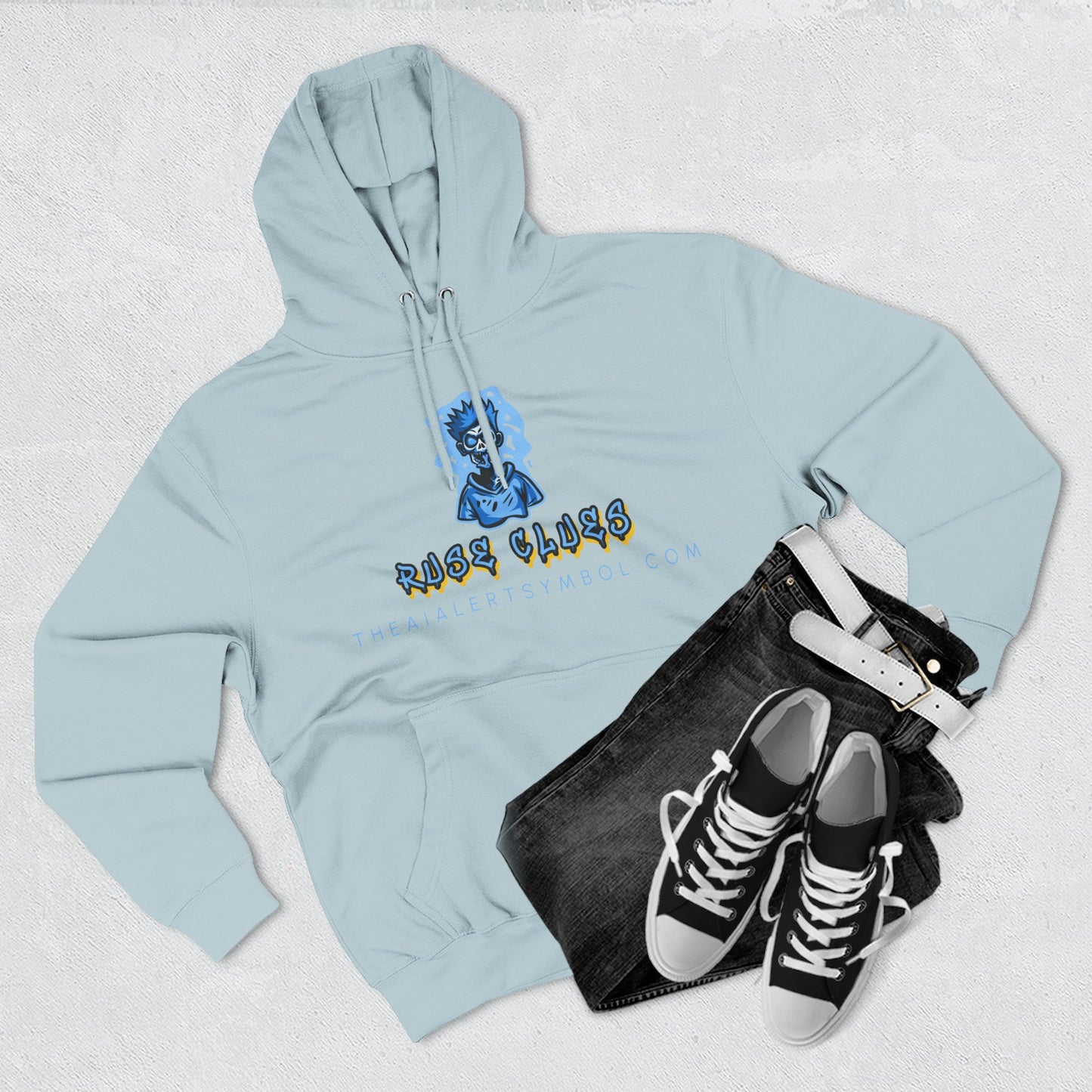 Ruse Clues® Hoodie — Blue Graphic Fleece Pullover