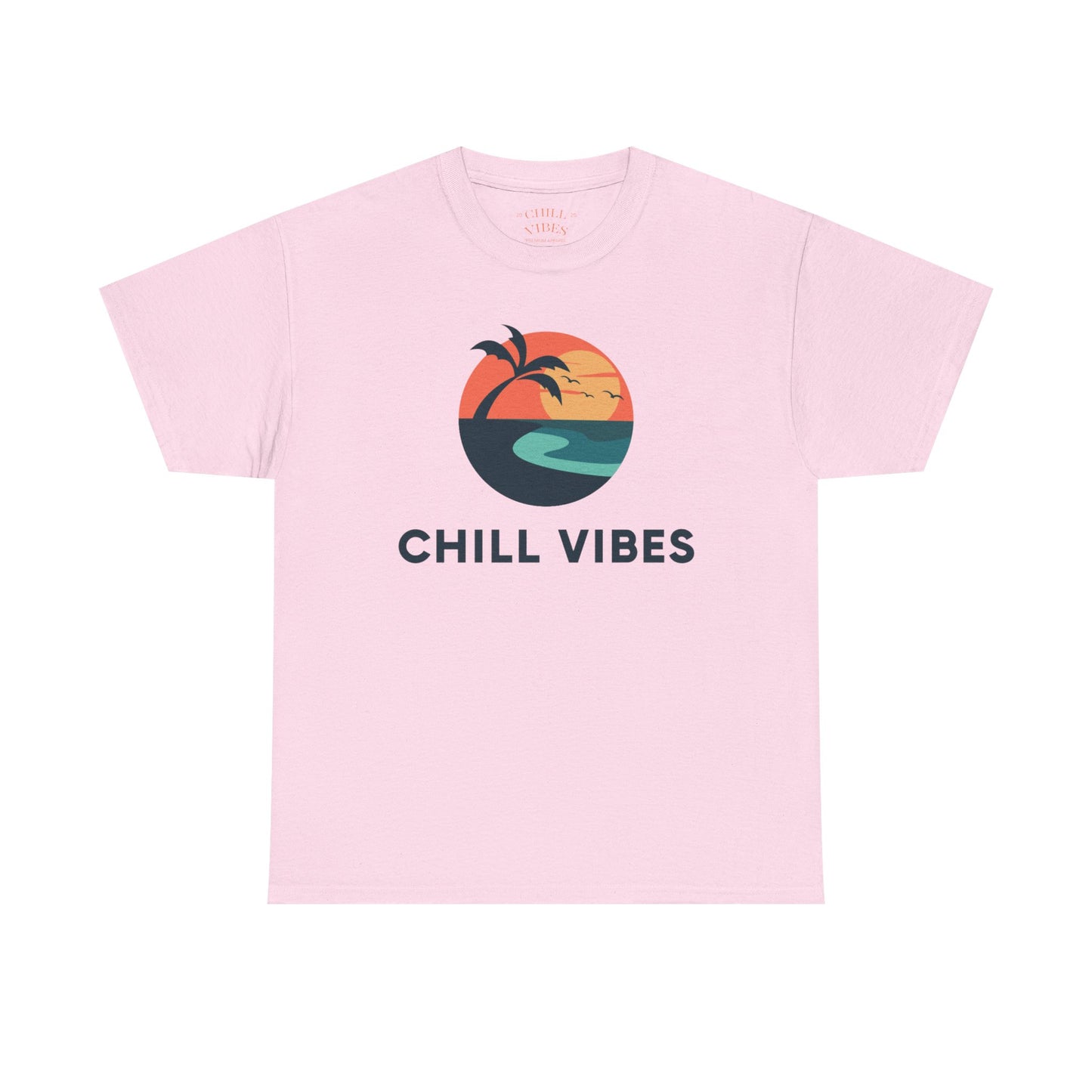 Chill Vibes Unisex Heavy Cotton Tee, Relaxed Fit T-Shirt, Summer Apparel, Beachwear, Gift for Him/Her, Casual Style