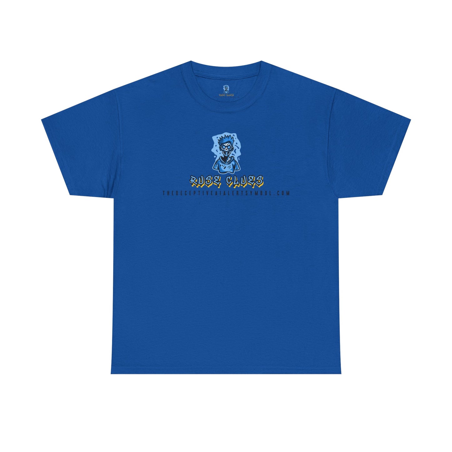 Ruse Clues® TheDeceptiveAIAlertSymbol.com™ Screaming Zombie logo Tee