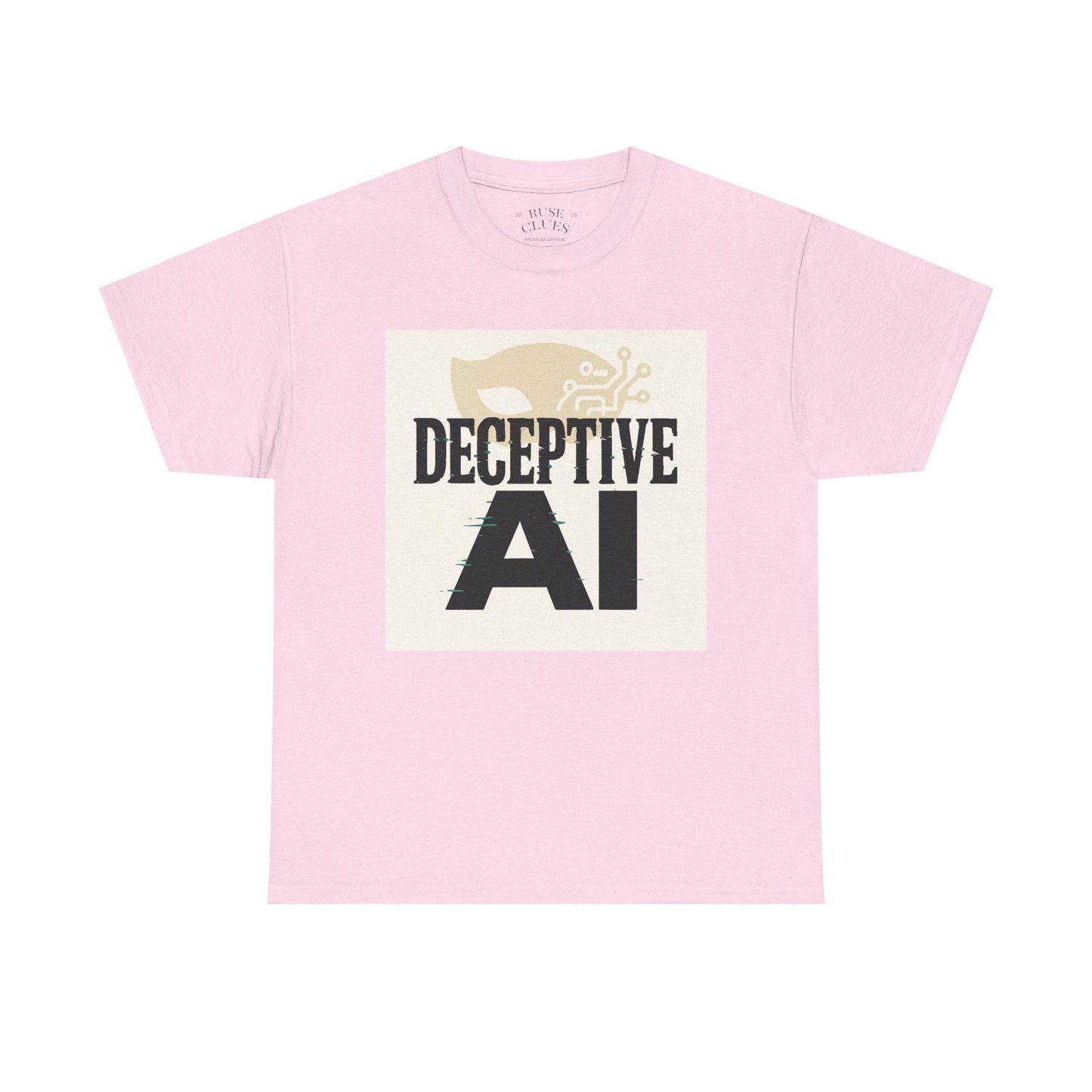 Deceptive AI Unisex Heavy Cotton Ruse Clues® Tee - Bold Graphic Tee for Tech Enthusiasts