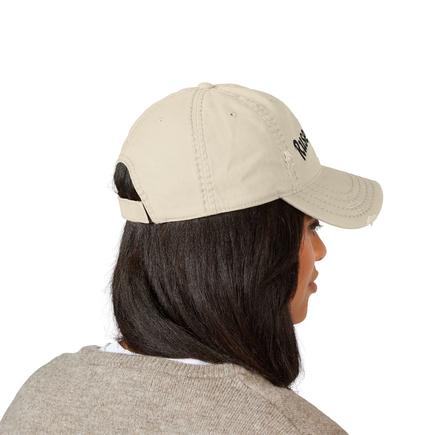 Distressed Dad Hat with Ruse Clues®, Embroidery | Casual Style Cap for Outdoor Adventures, Gifts for Dads, Unisex Fashion, Great for Summer BBQs