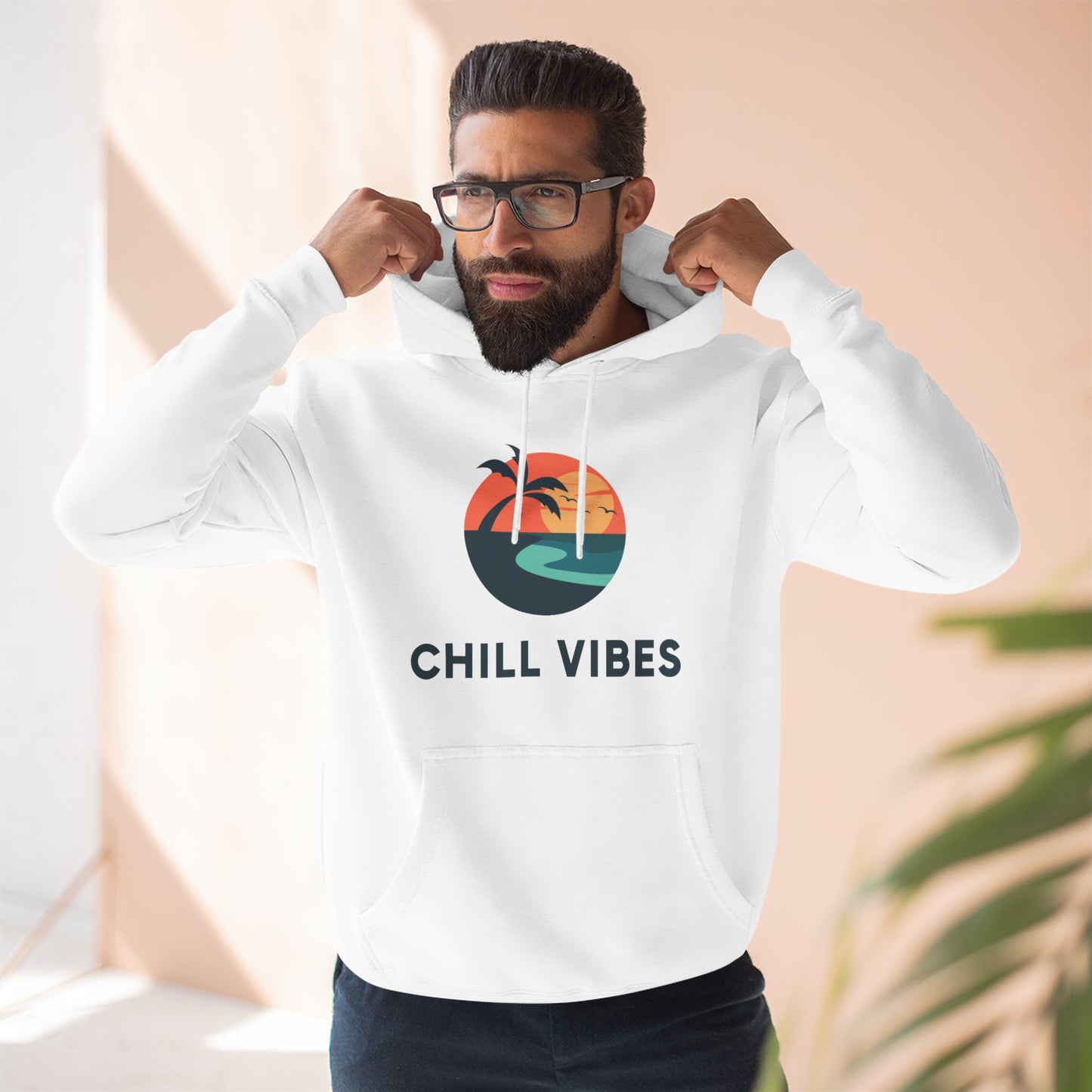 Chill Vibes Fleece Hoodie | Cozy Sweatshirt for Relaxed Days, Perfect Gift for Beach Lovers, Summer Nights, Casual Wear, Travel