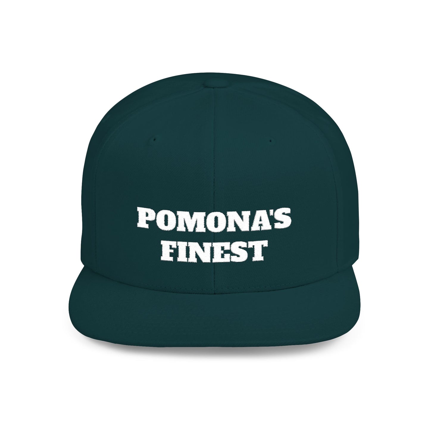Pomona's Finest™ Flat Bill Snapback Cap, Cool Snapback Hat, Urban Fashion Accessory, Gift for Trendsetters, Streetwear Style