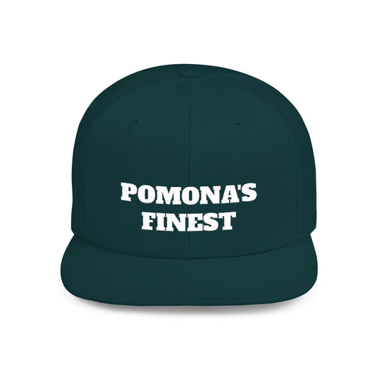 Pomona's Finest™ Flat Bill Snapback Cap, Cool Snapback Hat, Urban Fashion Accessory, Gift for Trendsetters, Streetwear Style