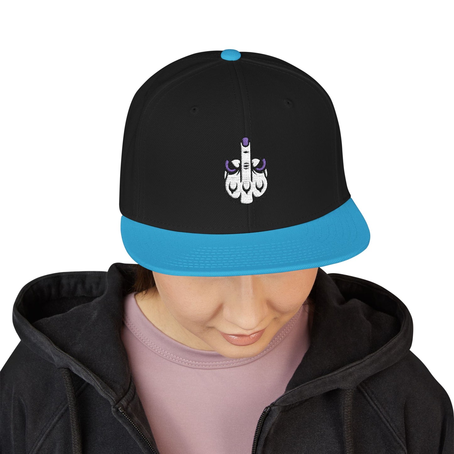 Lunar Metropolis™ Snapback Hat – Blue & White Floral Logo Cap