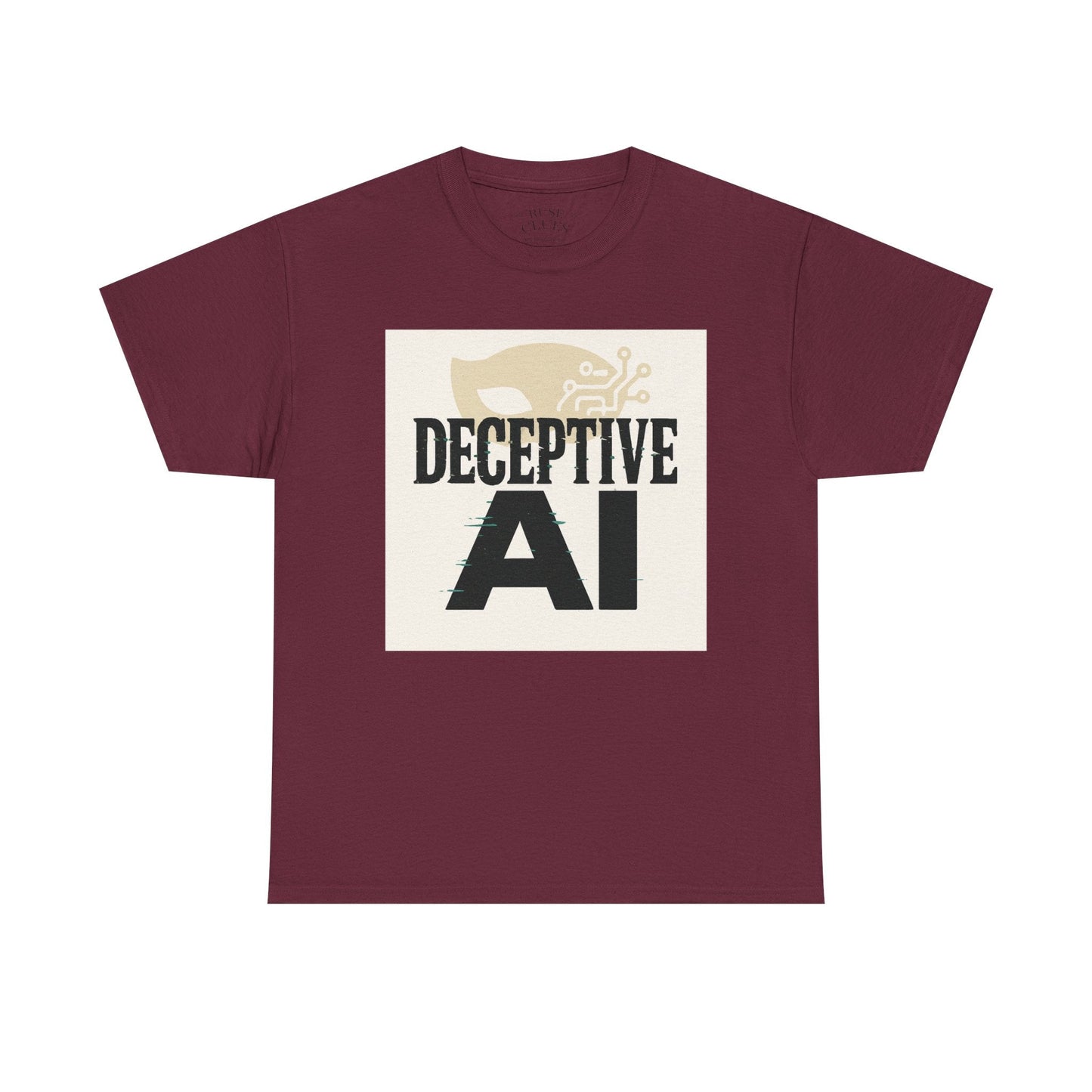 Deceptive AI Unisex Heavy Cotton Ruse Clues® Tee - Bold Graphic Tee for Tech Enthusiasts
