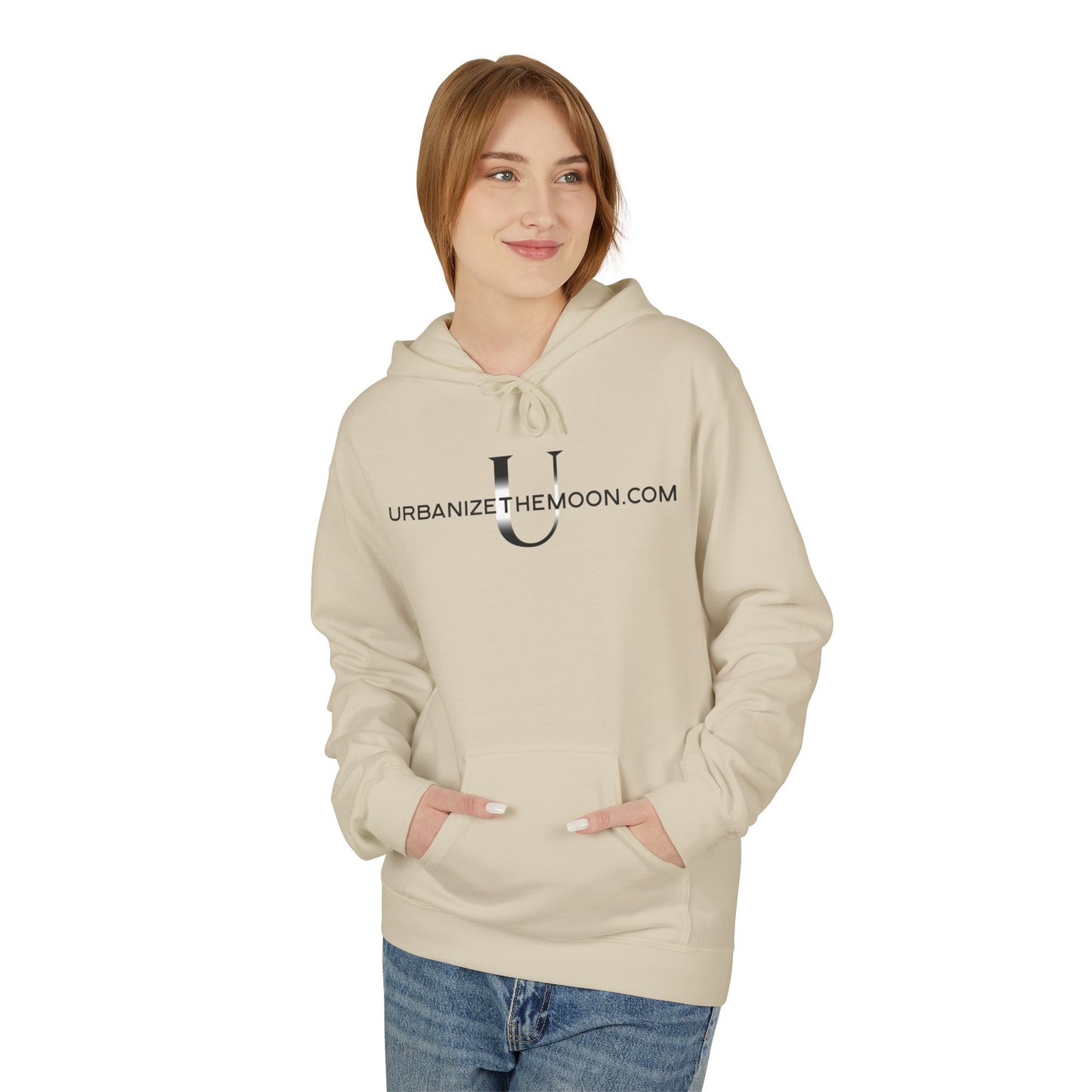 UrbanizeTheMoon.com™ Logo Hoodie — Minimal Moon Graphic Pullover