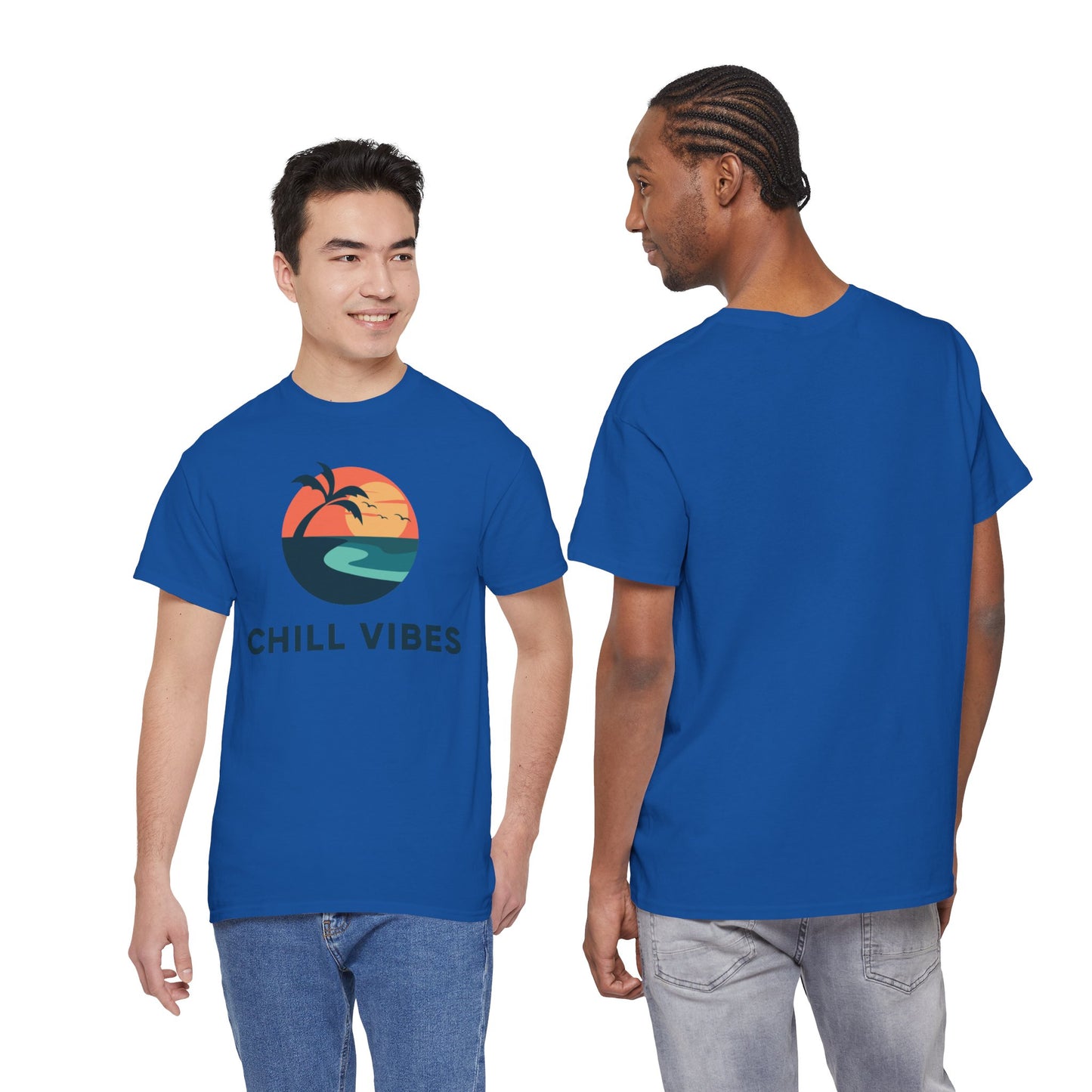 Chill Vibes™ Unisex Heavy Cotton Tee, Relaxed Fit T-Shirt, Summer Apparel, Beachwear, Gift for Him/Her, Casual Style