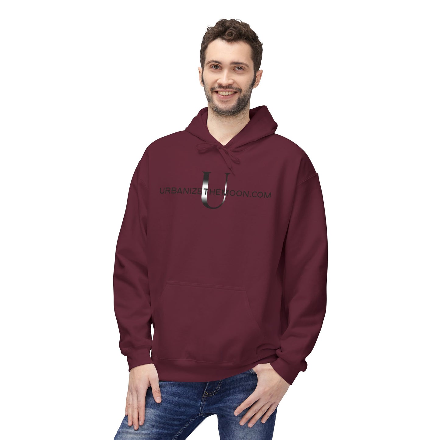 UrbanizeTheMoon.com™ Logo Hoodie — Minimal Moon Graphic Pullover